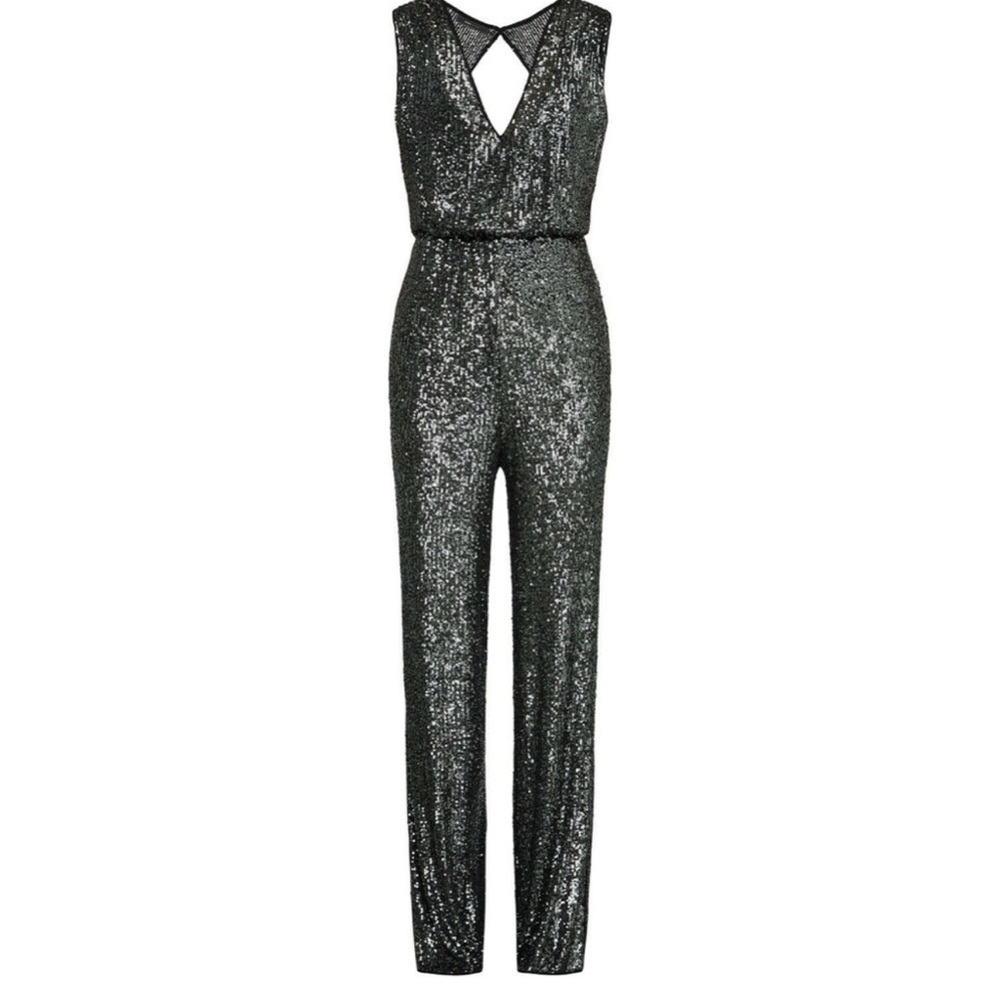 NWT BCBGMAXAZRIA Sequined Wide Leg Jumpsuit